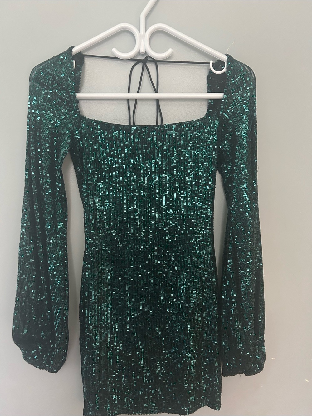 Lucy in the Sky Emerald Green Sequin Long Sleeve Mini Dress